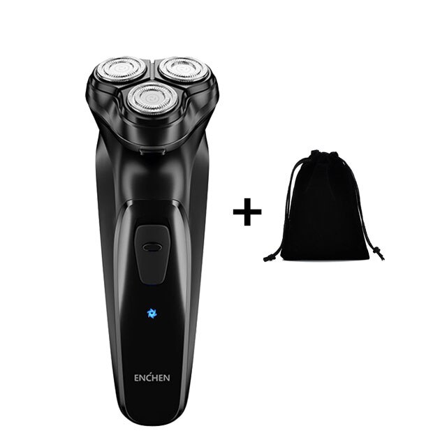 Rasoir électrique Enchen rasoir homme 3 lames lavable type-c tondeuse à barbe Rechargeable machine de découpe rasoir électrique Portable: Black  set1
