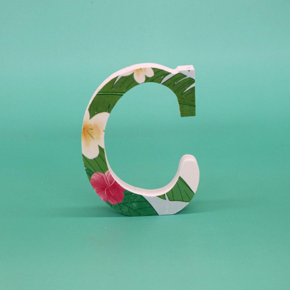 1Pc A to Z Summer White Tropical Plant Wooden Letter English Alphabet DIY wood Art Home Wedding Party Decoration