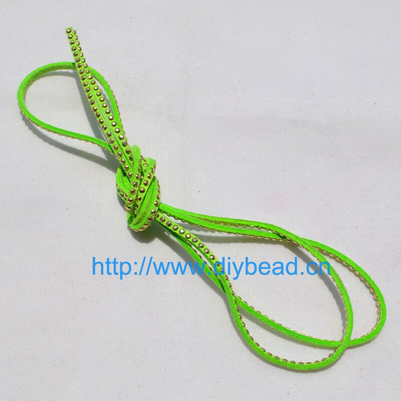 DIY Handwerk Echtem 5m mix Farben Weiche Lederband Mit Strass Neue Stil Punk Wildleder Spitze Samt Gewinde Cords taille Gürtel: green