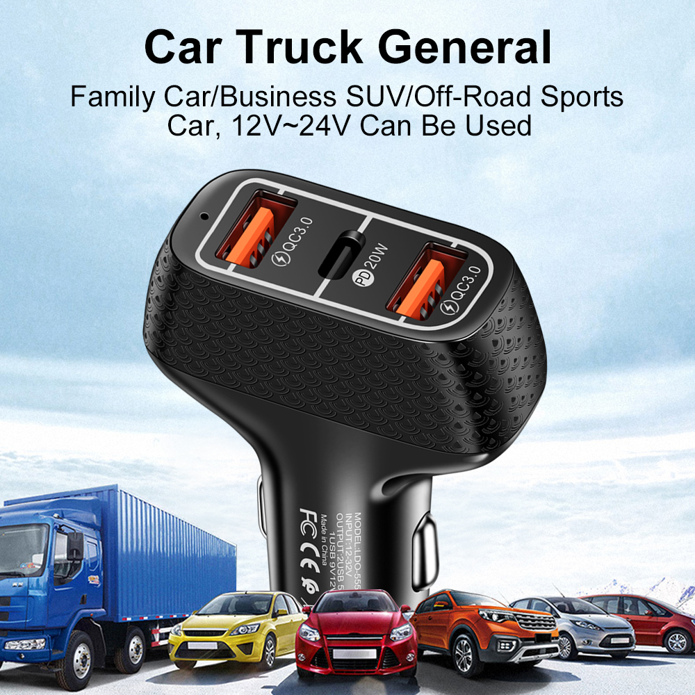 20W Car Charger PD USB Type C PD Fast Charger Quick Charge 3.0 For iPhone 12 Samsung Xiaomi Huawei Car Charging usb c charger