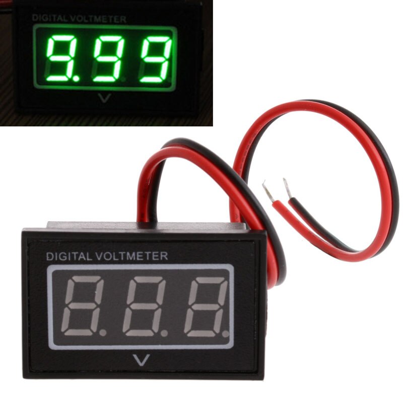 Vandtæt batterimåler  dc 2.5-30v auto bilmåler digital voltmeter led rød  y98c