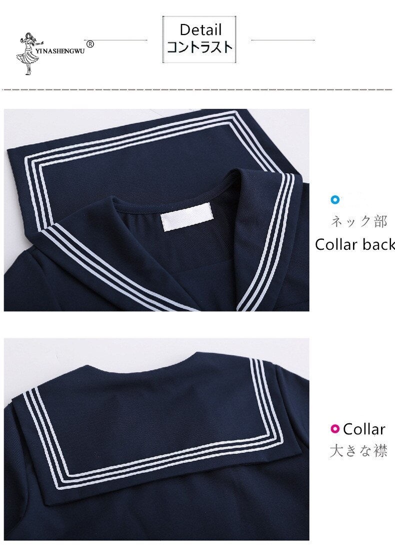 Navy blue JK uniform Autumn Summer Short/long Sleeve Japanese School Uniforms For Girls Sailor Pleated Skirt JK Sets Uniform