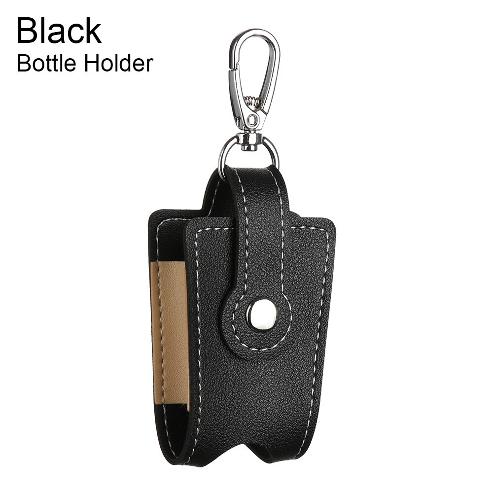Hand Sanitizer Gel Bottles Storage Bottle Holder With Keychain Carrier Flip-Top Empty Container Reusable Travel Bag: Black Bottle Holder