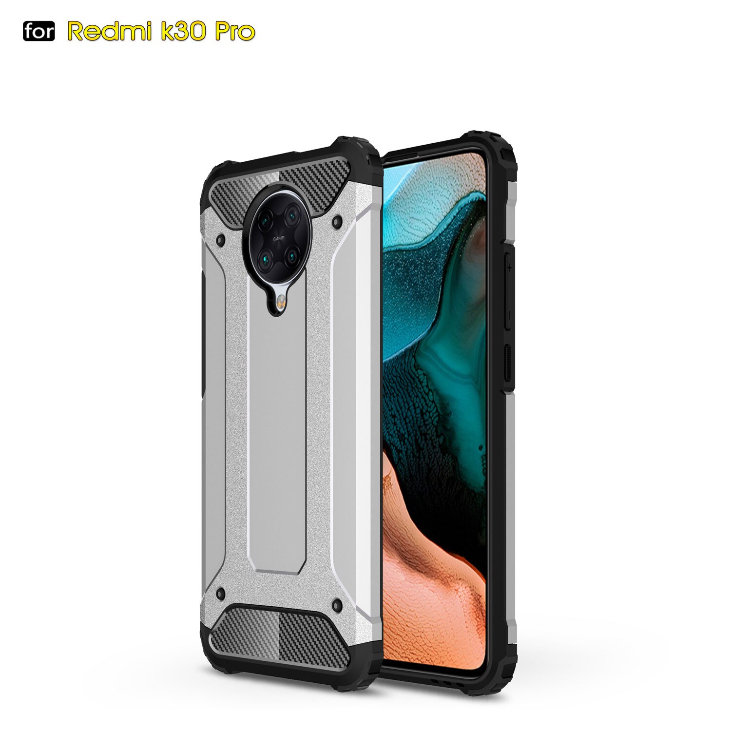 Voor Coque Xiaomi Poco F2 Pro Case Little F2 Pro Heavy Armor Slim Hard Rubber Cover Silicone Telefoon Gevallen Voor xiaomi Poco F2 Pro: Silver