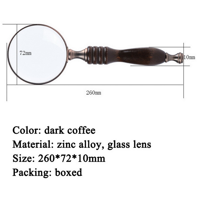 70mm 10X Map Inspection Wood Handle Handheld Magnifying Glass For Reading Antique Portable Books Elder Magnifier