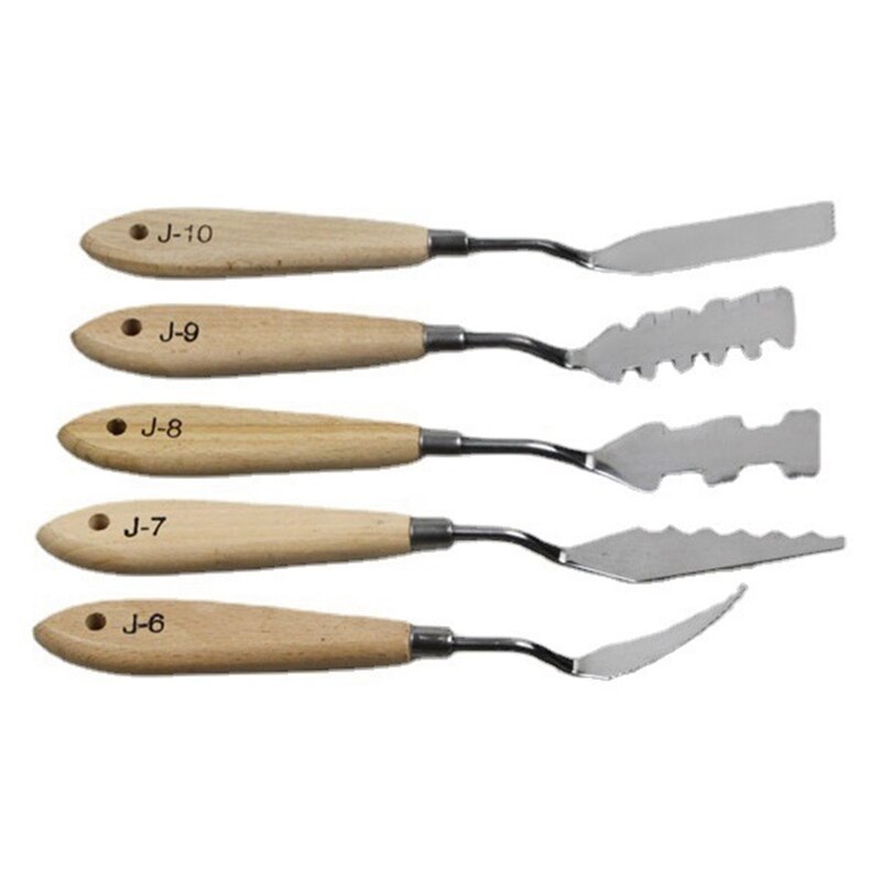 5 Pcs Oil Painting Knife Set Oil Painting Palette Knife Flexible Scraper Special-Shaped Oil Acrylic Painting Tools