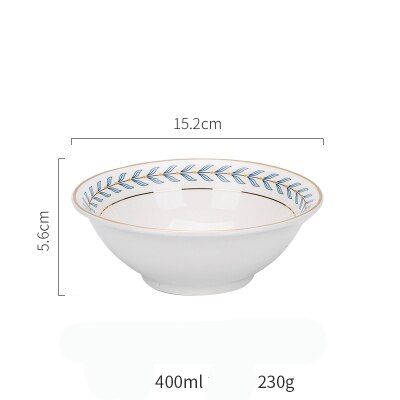 KINGLANG nowy liść obręczy złota ceramika płytki talerz hurtownia porcelany ryż salaterka deser ciasto danie: niebieski  Salad Bowl