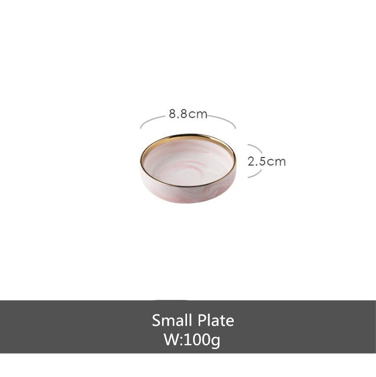 Prato de jantar de mármore rosa conjunto de utensílios de cozinha de cerâmica conjunto de pratos de comida salada de arroz macarrão tigela sopa cozinha entrega gratuita: small plate