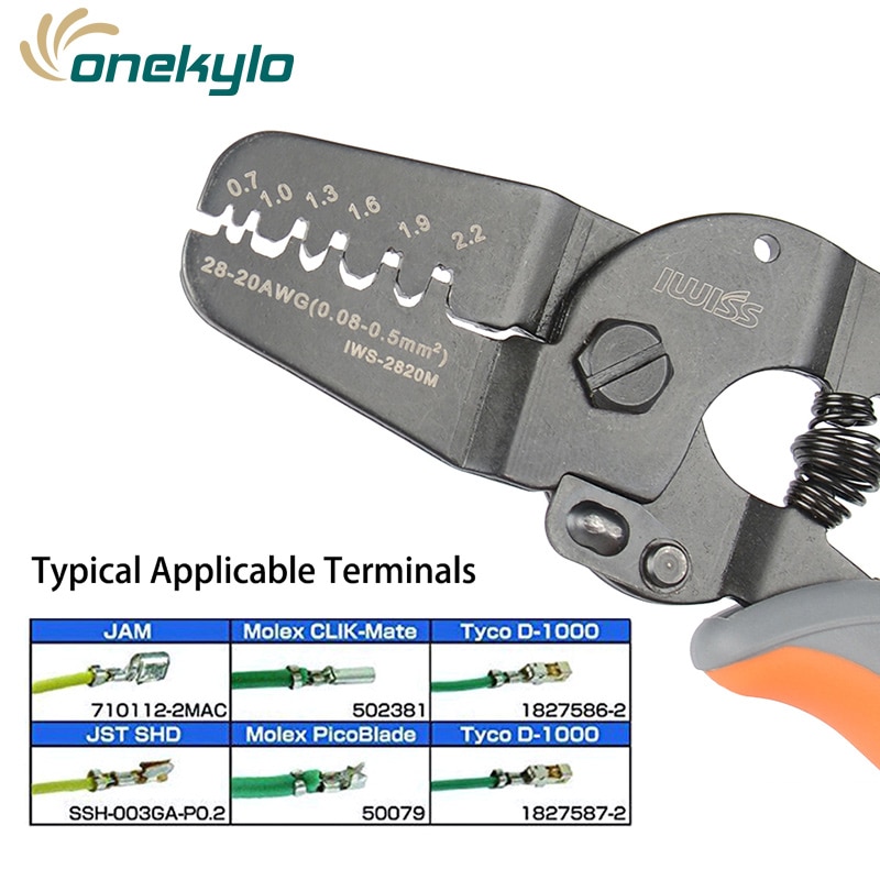 Iws -2820 crimper plier iwiss mini micro open barrel crimpværktøj til awg 28-20 jam molex tyco jst 2.54 terminaler og stik