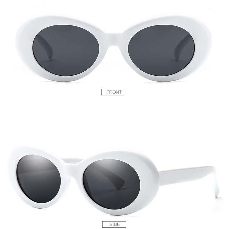 Frauen Schlagkraft Brille Gläser Männer Sonnenbrille Weiblich Männlich Oval Sonnenbrille Schwarz Weiß verrotten Brillen UV400: Weiß Rahmen grau