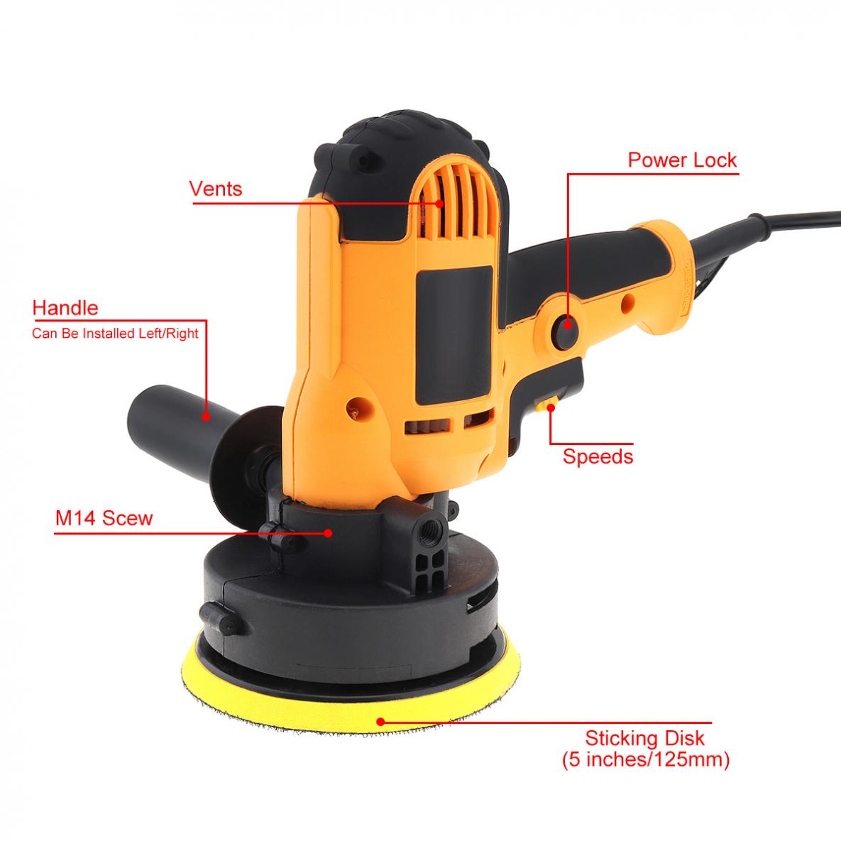 220V 700W Electric Polisher Waxing Machine Floor Scratch Repair Sealing Glaze with 5 Accessories and Self-adhesive Sanding Disc