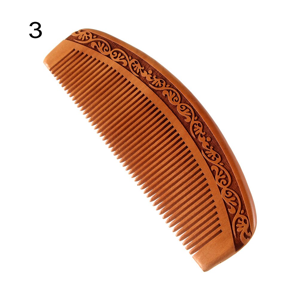 1 pc naturligt persikoträ handgjord fin tandkam antistatisk huvudmassage skägg klassisk kam hårstyling hårvårdsverktyg: 3