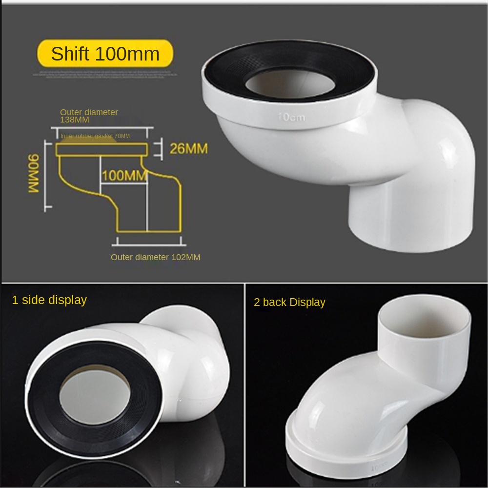 Toiletskifter toilet toilet tilbehør pvc downpipe shifter 2.5cm / 5cm / 10cm anti-blokering