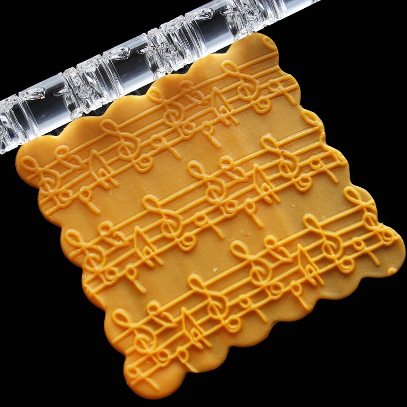 Bakken Diy Geweven Embossing Rolling Pin Transparant Embossing Music Note Fondant Suiker Ambachtelijke Cake Decor E211