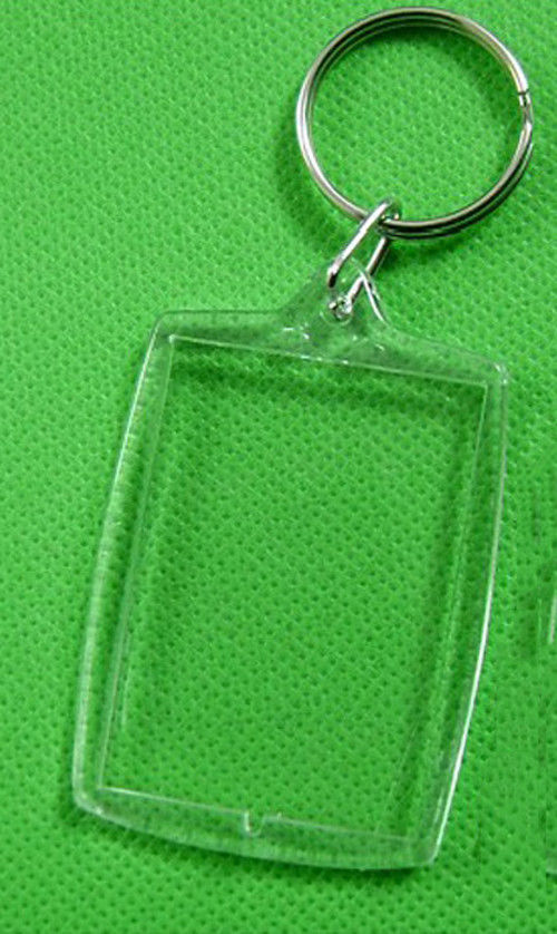 10 stks/partij Rechthoek Transparant Blank Acryl Insert Foto Fotolijst Met Sleutelhanger DIY Split Ring