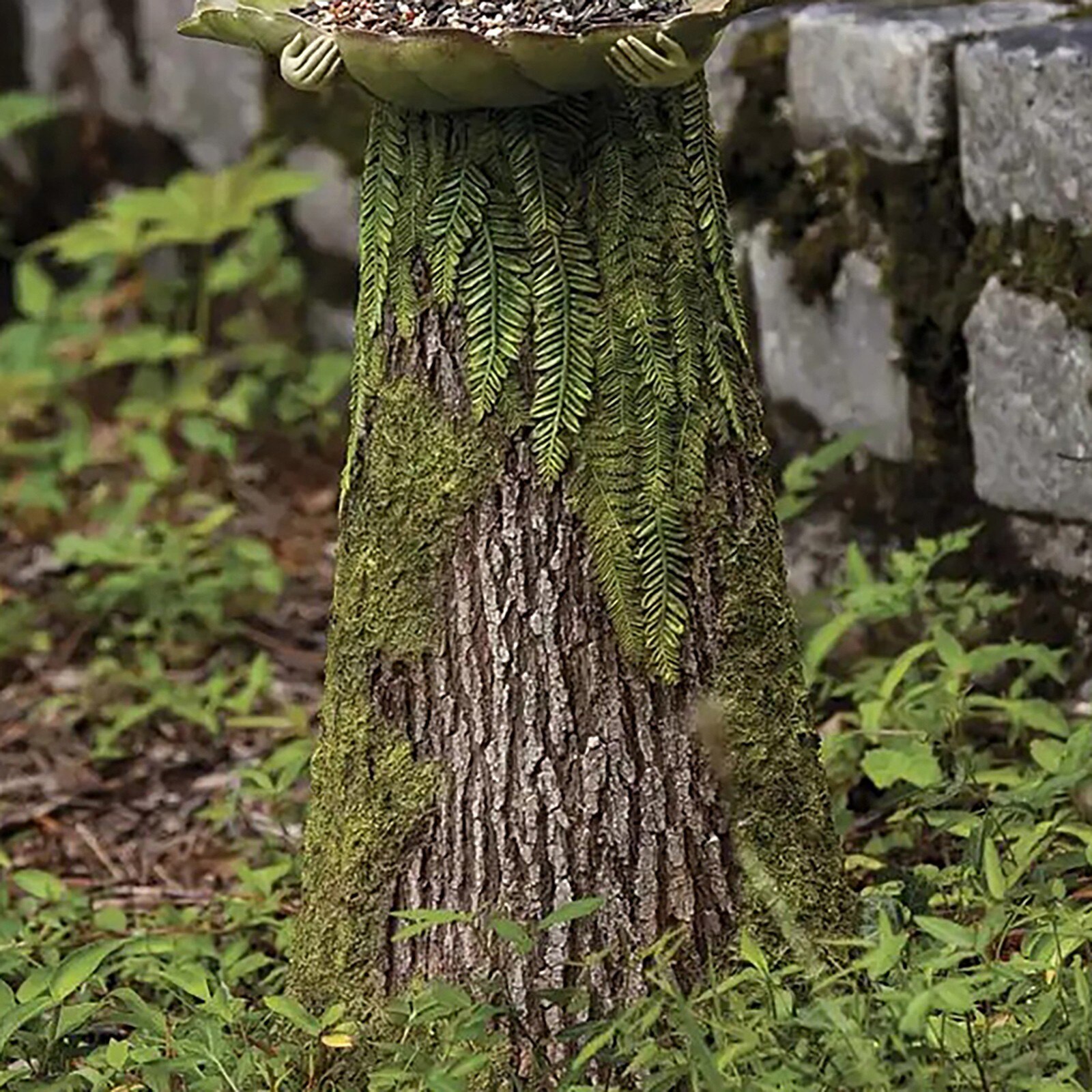 Sherwood Fern Fairy Statuary with Bird Feeder Resin Ornament Outdoor Garden Decoration Crafts Statue Woman Beauty Sculptures