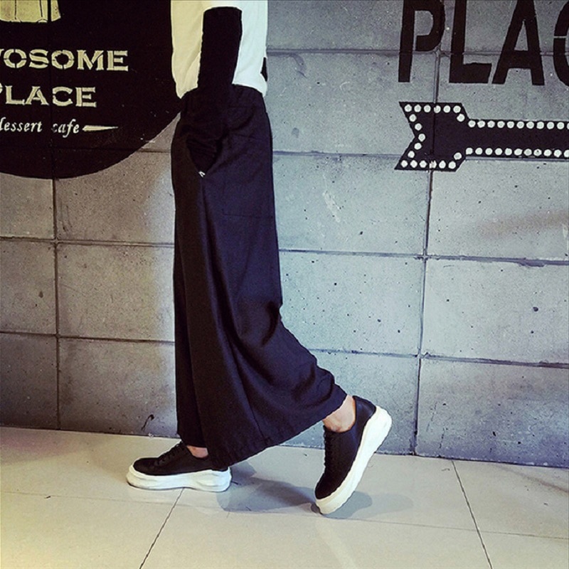 Hzijue miesten leveälahkeiset housut pellava miesten rento haaremihousut japanilaistyyliset mukavat hamehousut