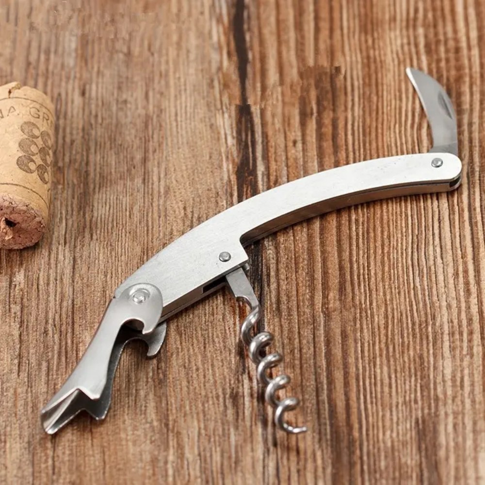 3- pakning servitørkorketrekker vinåpner i rustfritt stål, tre-i-ett korketrekker, flaskeåpner og taggete foliekutter, restaurant