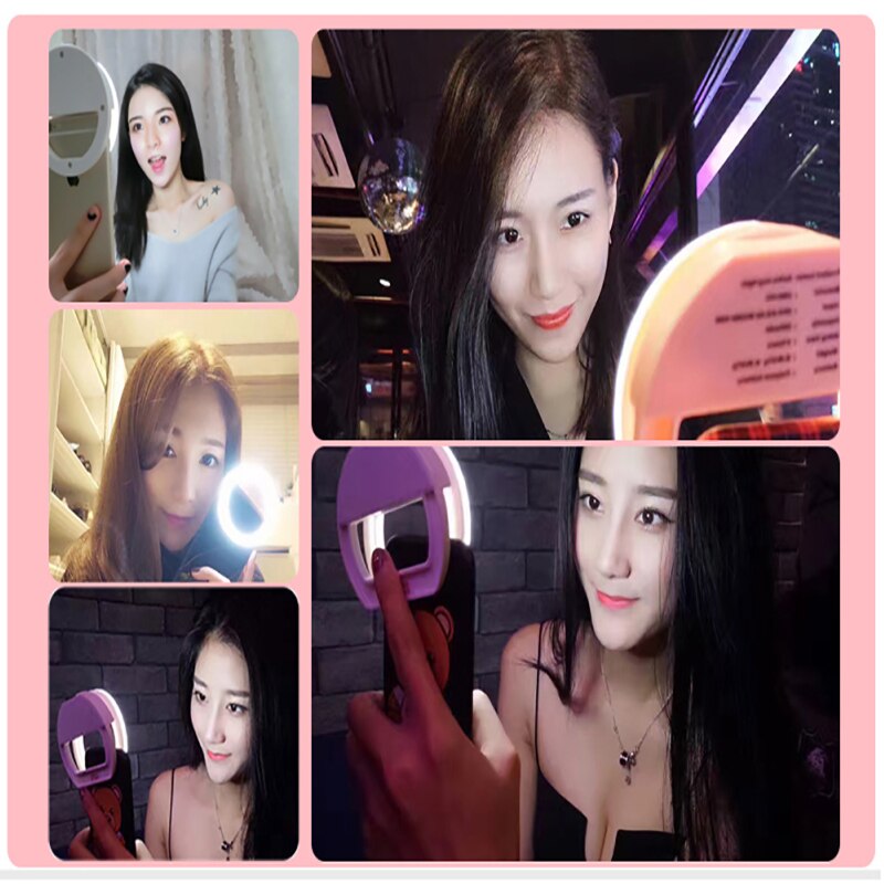 NEUE Clip Led Selfie Lampe Ring Tragbare Clip-Auf Lampe Für Telefon Kamera Frauen Mädchen Nacht Dunkelheit Selfie Drei einstellungen Füllen Lichter