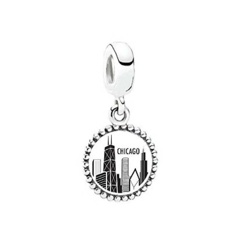 Silver 925 CHICAGO,Clover, Statue Of Liberty Dangle Charm, Perfect Christmas Pendant Diy Original Woman Jewelry: 1