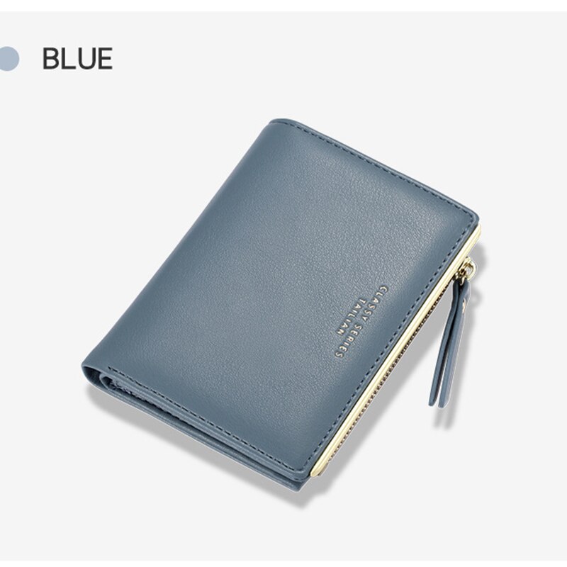 Portafoglio donna in pelle cerniera Hasp Mini stile grande capacità moda femminile borsa portamonete porta carte portamonete slot multi-card: Blue