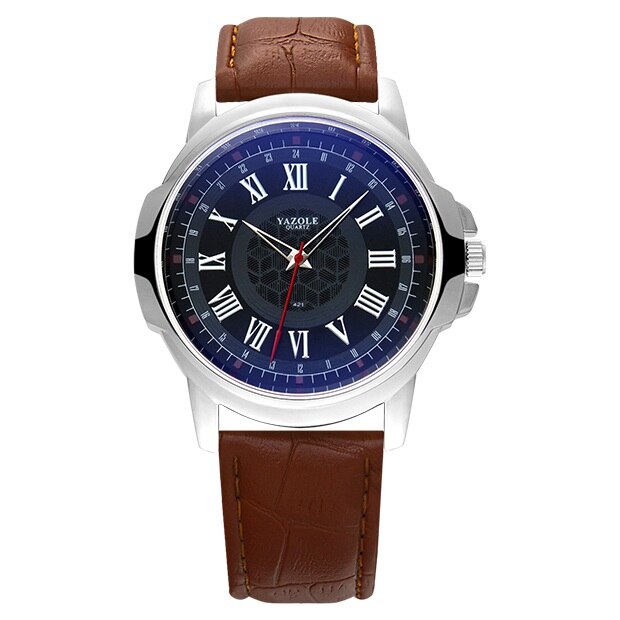 YAZOLE-Reloj de pulsera para hombre, de cuarzo, deportivo, YZL421: Black Brown