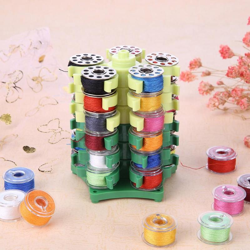 1PC Sewing Shuttle Core Case Holder Embroidery Tower Storage for 30 Bobbins Sewing Machine Bobbins Storage Rack Useful