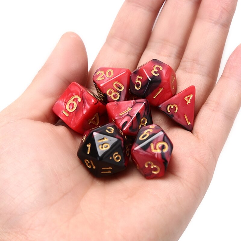 7pcs/set Acrylic Dice Set Different Shapes Digital Dice for RPG DND Board Game D0LB