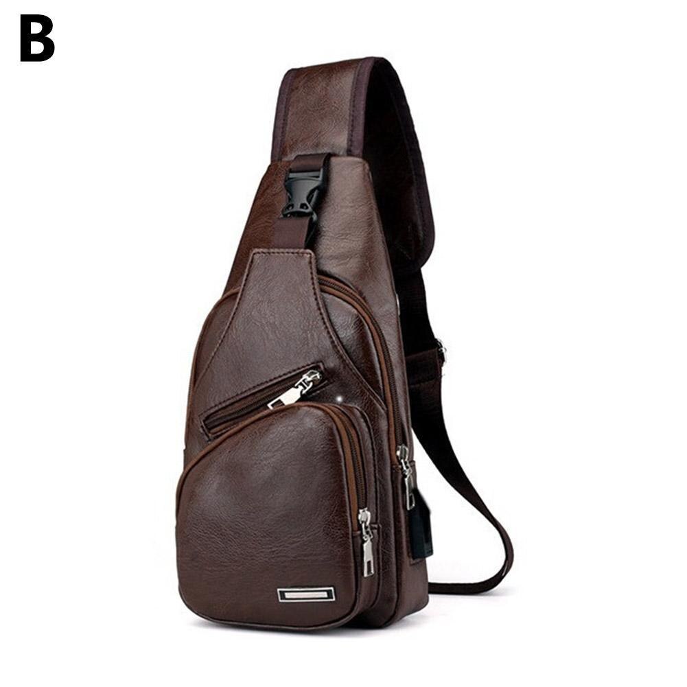 1PC bauletto Casual funzionale uomo vita denaro telefono pacco petto sport 2021 carica borsa Usb esterna borsa cintura cintura R9J9: Dark brown