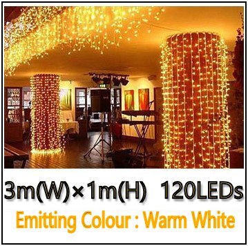 3*3m 300 leds led gordijn lichtslinger led kerst slinger feest patio raam decoratie kerstverlichting bruiloft verlichting  eu 220v: 120 leds warm wit / Eu 220-240v stekkers