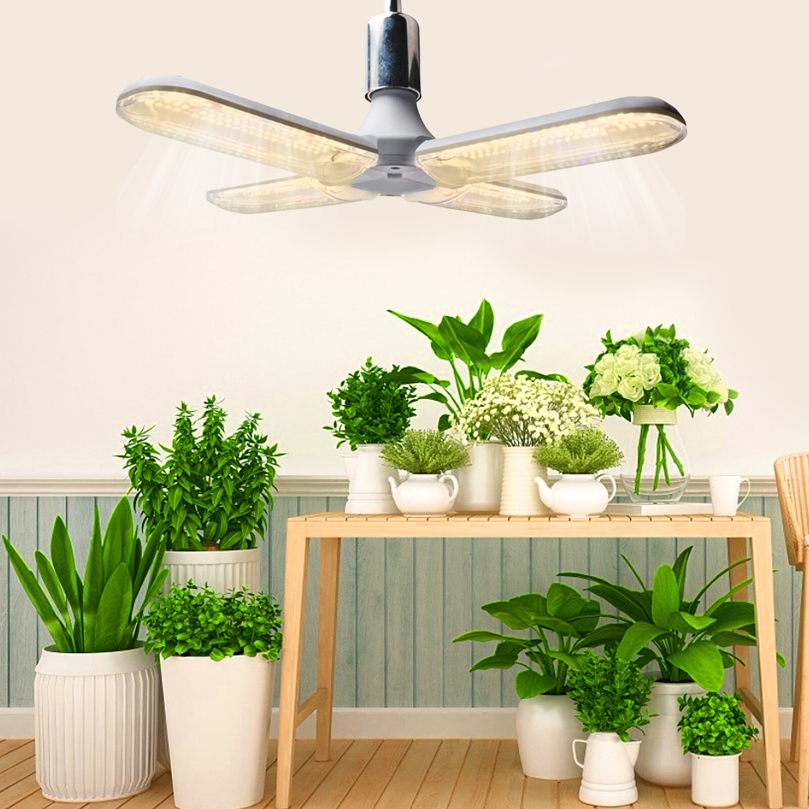 LED Plant Growth Light Foldable Full-spectrum Three-four-head Waterproof Plant Growth Light Indoor Light Source