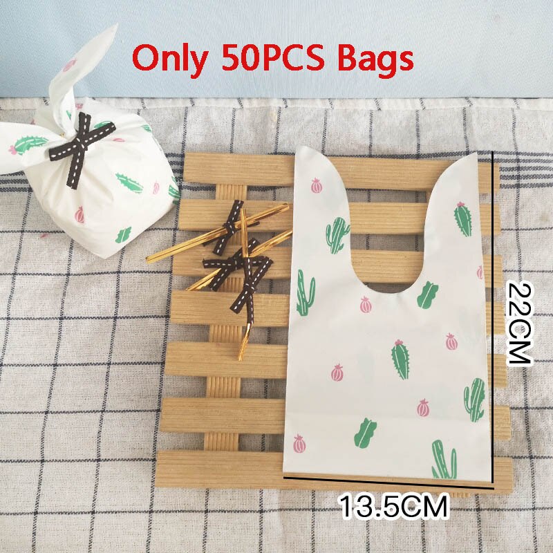 Konijn Oor Voor Sweets Bunny Verjaardag Party Goodie Bags Verpakking Bonbonniere Bag Verpakking Candy Cookie Pasen Decoratie: 50PC cactus