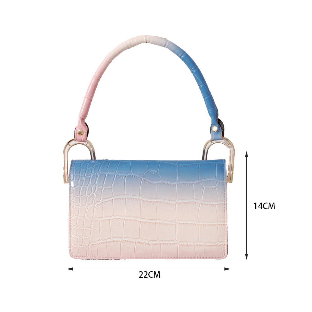 Mode Gradiënt Kleur Alligator Patroon Schoudertas Vrouwen Pu Lederen Onderarm Casual Dames Flap Portemonnee Top-Handvat Handtas