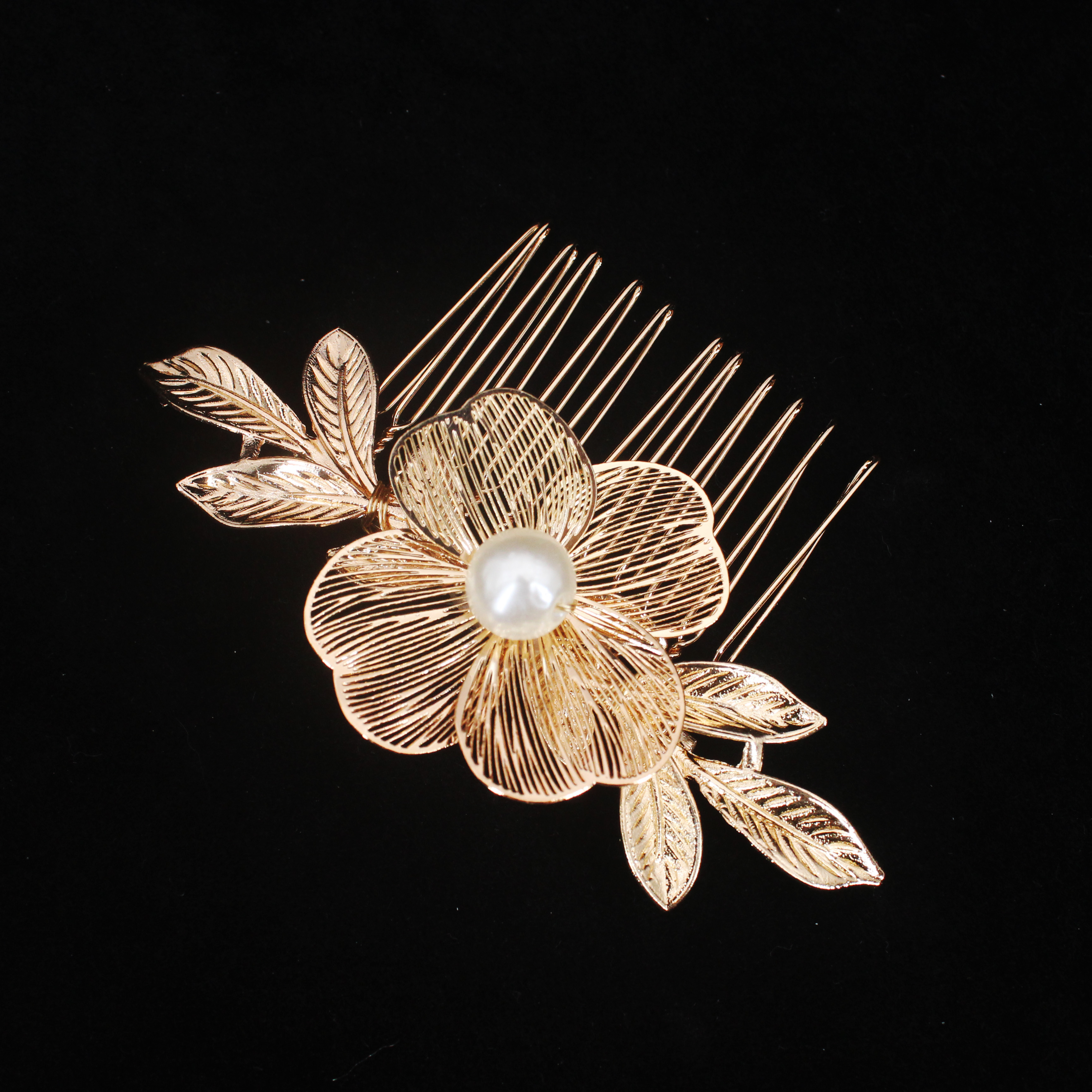 2 uds tocado de novia hecho a mano flor perla peine para el cabello alfileres joyería de estilo de boda insertar de peine accesorios para el cabello: Chapado en cobre envejecido