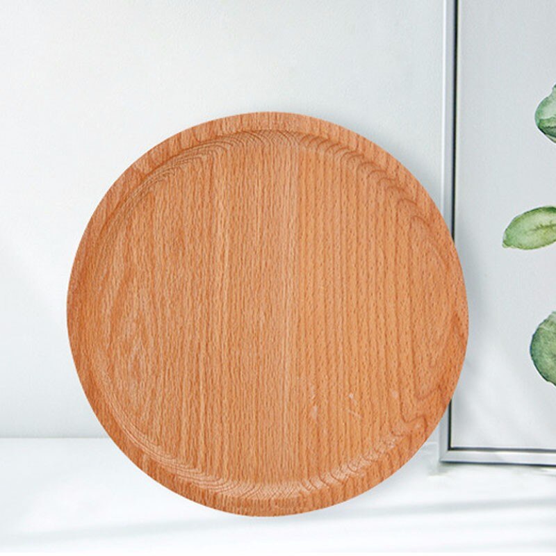 24cm/9.4 '' store runde trætallerkener brød pizza dessertbakke serveringsfade til te kaffe vinbar restaurant dekoration