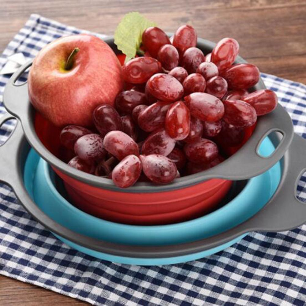 Cuenco grande de silicona plegable para colador, cesta de fruta plegable, colador, vajilla de acampada al aire libre, Bol de drenaje, utensilios de cocina portátiles, 1 Uds.