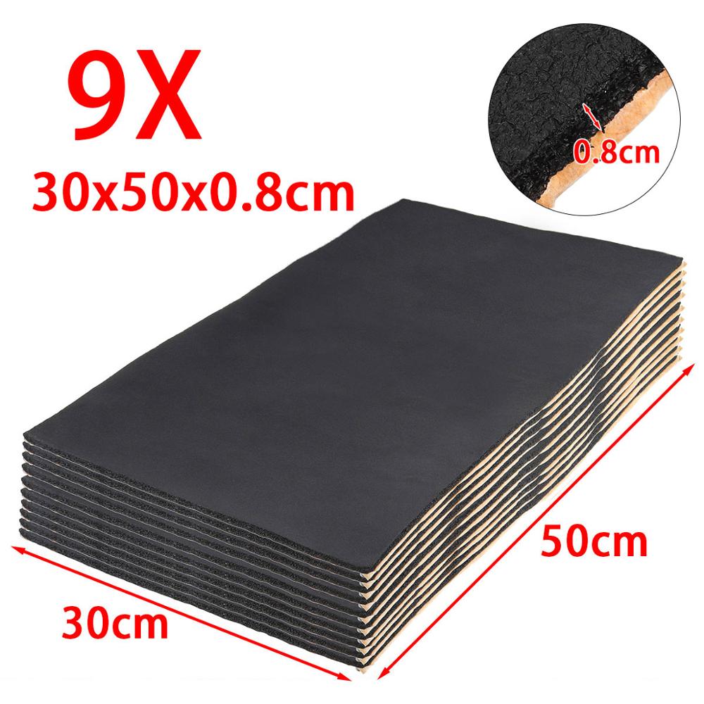 9Pcs/12Pcs 10Mm 8Mm 6Mm Auto Geluid Mat Proofing Deadener Warmte Geluidsisolatie deadening Mat Kap Gesloten Cel Schuim 50x30cm: 9pcs  30x50x0.8cm