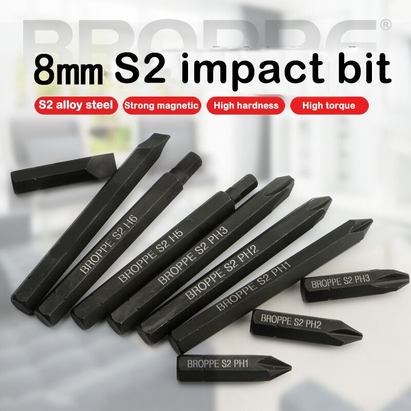 3pcs Cross Impact Screwdriver Bits 8mm Hex Shank 80mm 36mm Cross Screwdriver Bits Set PH1 PH2 PH3 S2 Hand Tools