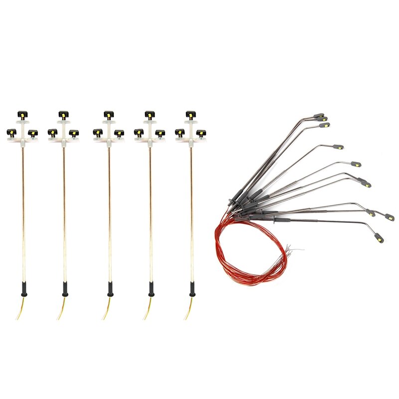 5x 3Led Street Lamp 1:100 Ho Scale Led Street Light Scenery Mini Lamppost for Sand Table Model 3 & 10x Height 8 cm Model Street: Default Title