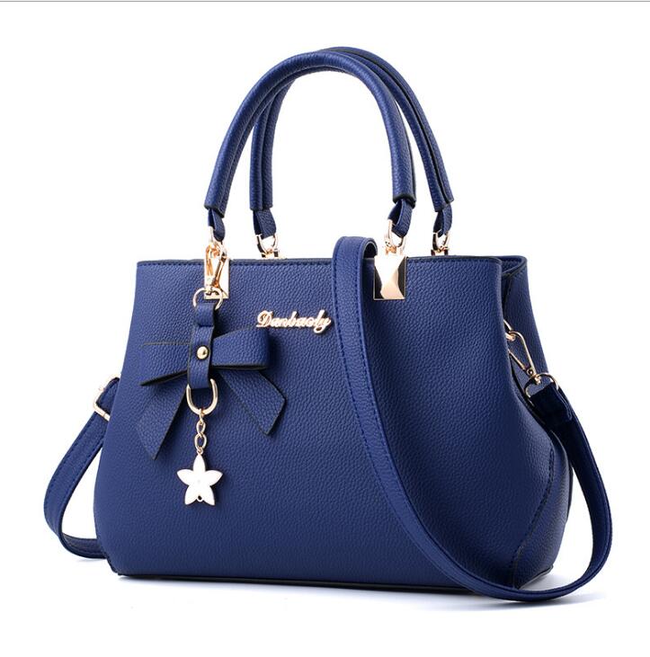 Shujin Mode Schoudertas Vrouwen Luxe Handtassen Vrouwen Zakken Pruim Boog Zoete Messenger Crossbody Tas Voor Vrouwen: blue