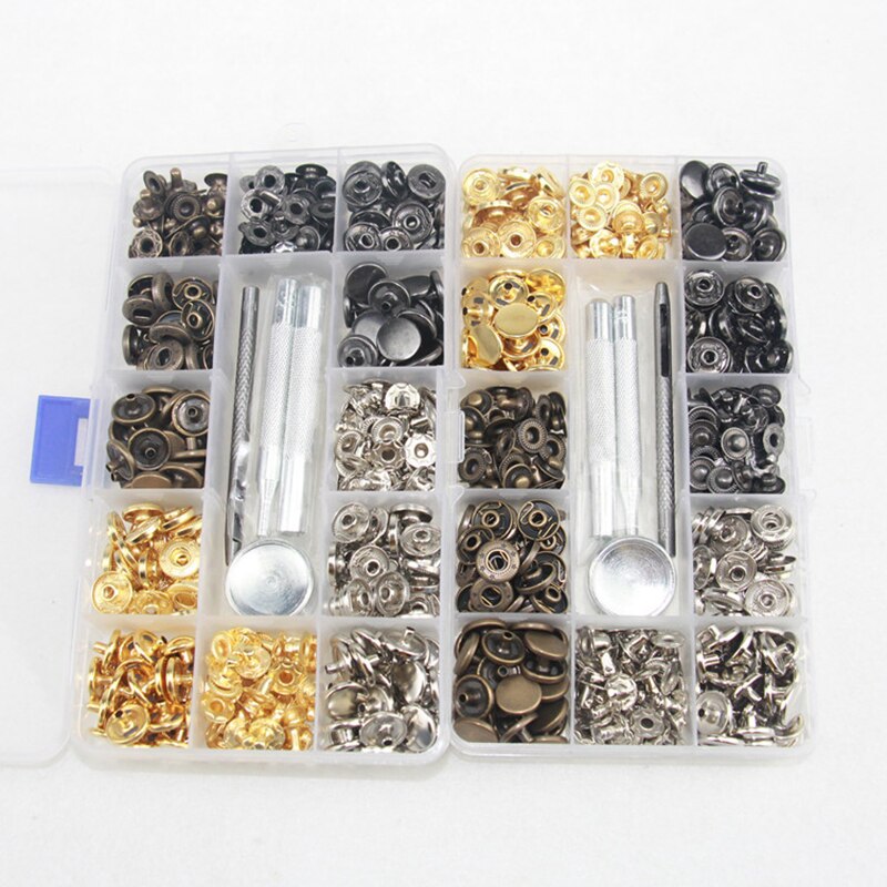 Prajna eyelet 40/80/100/120 sett mix farge maljer metall kobber fire-knapps installasjonsverktøy knapp jakke mørk spenne 12.5mm