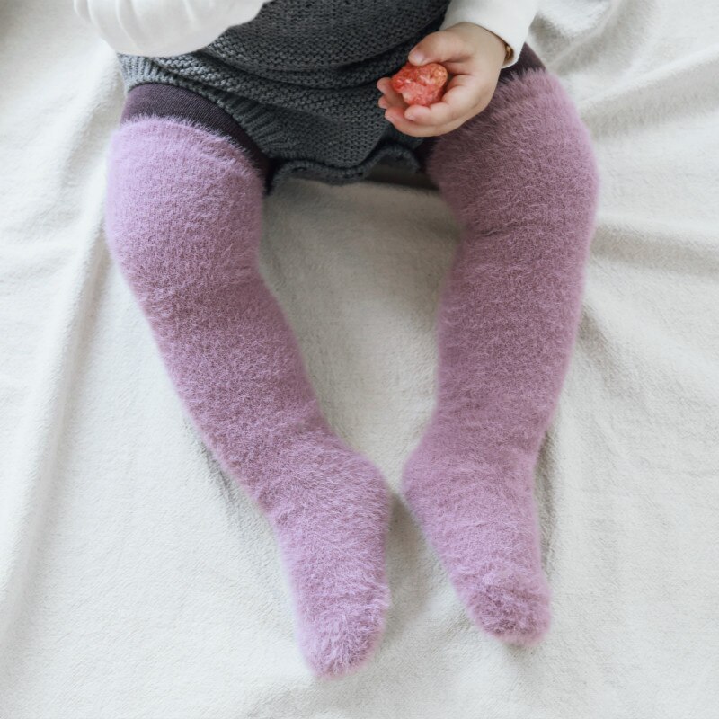 Coral Fleece Warm Baby Socks Winter Thick Warmer Kids Long Socks Solid Color Children Boys Girls Knee High Socks Christmas