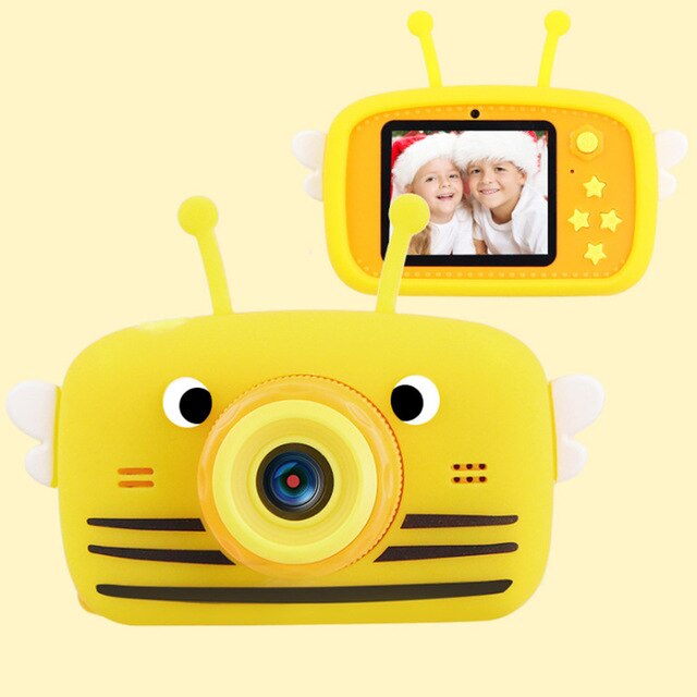 Barn mini söt videokamera 2.0 tum ta bild 1080p hd double shot barn kamera leksaker barn digitalkamera pojkar tjejer: Gul / Standard-
