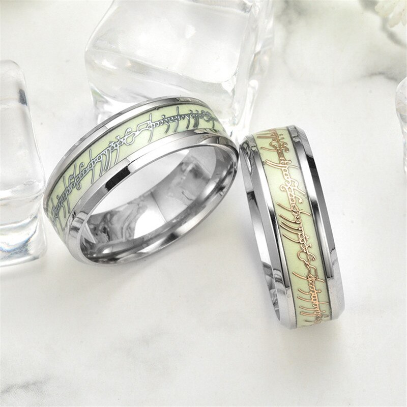 KOtik Grün glühen in das dunkel Ring für Männer Hochzeit Leucht Ring Männlichen Edelstahl Hochzeit Band Ring