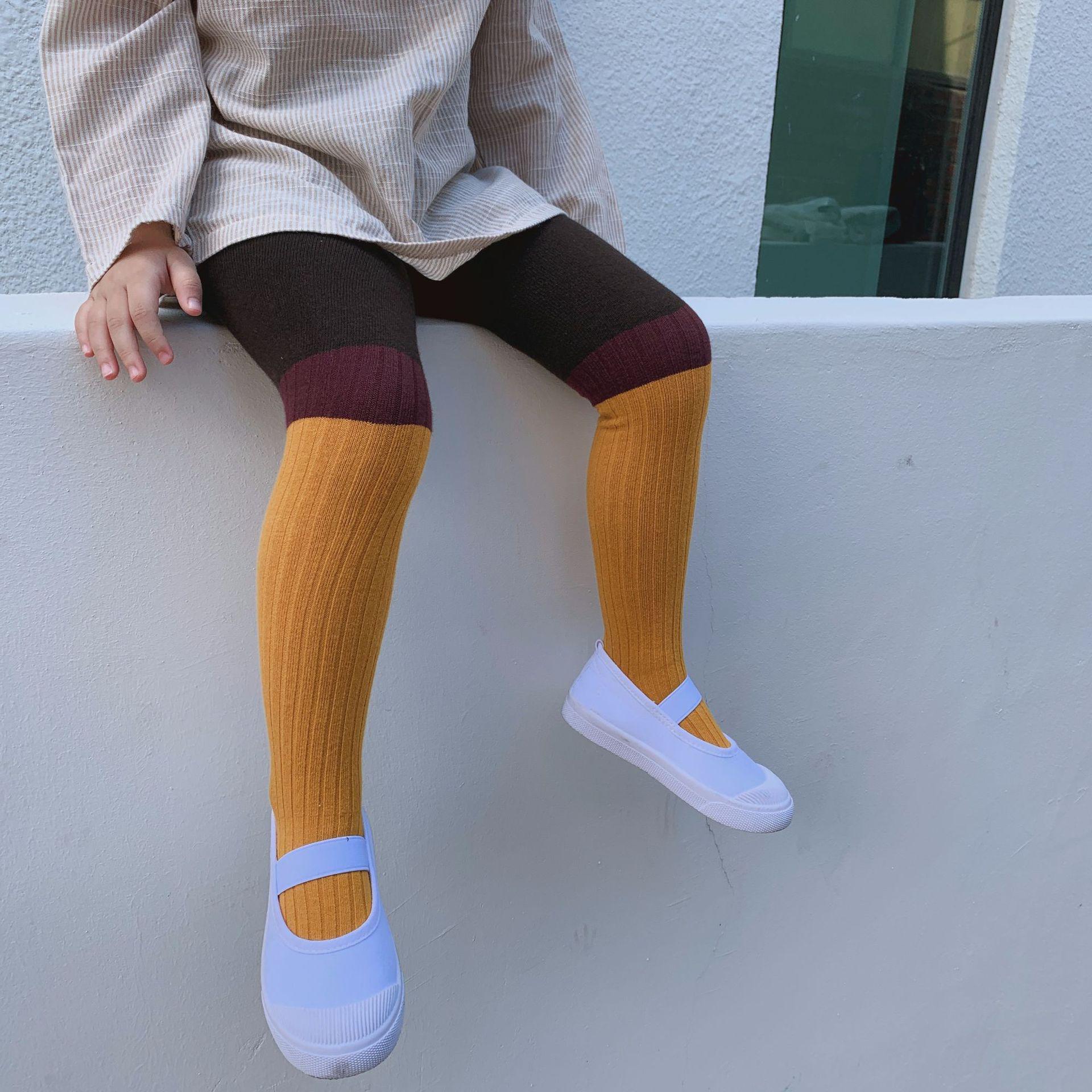 1-7y Cotton Pantyhose For Girls Boys Kids Newborn Baby Soft Comfortable Tights Stockings -selling: yellow / M 4-5T