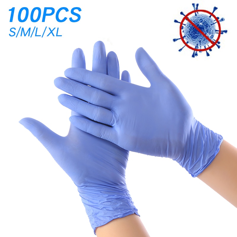 100Pcs/Pack Disposable Nitrile Gloves Waterproof Exam Gloves Ambidextrous Household Cleaning Washing Gloves Anti-Static Gloves