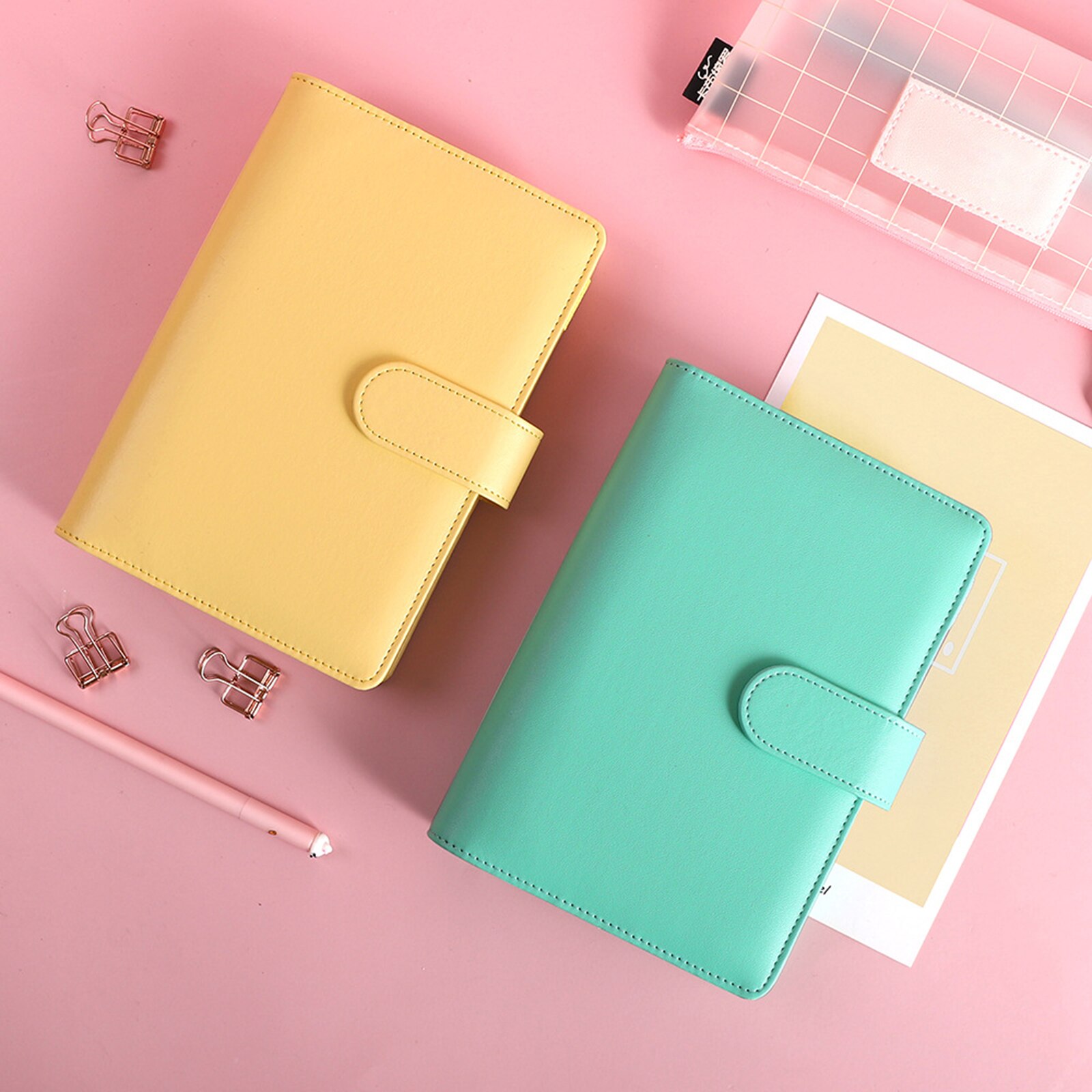 PU pelle Macaron A6 copertina per Notebook Budget raccoglitore ufficio scuola Agenda settimanale personale Agenda organizzatore