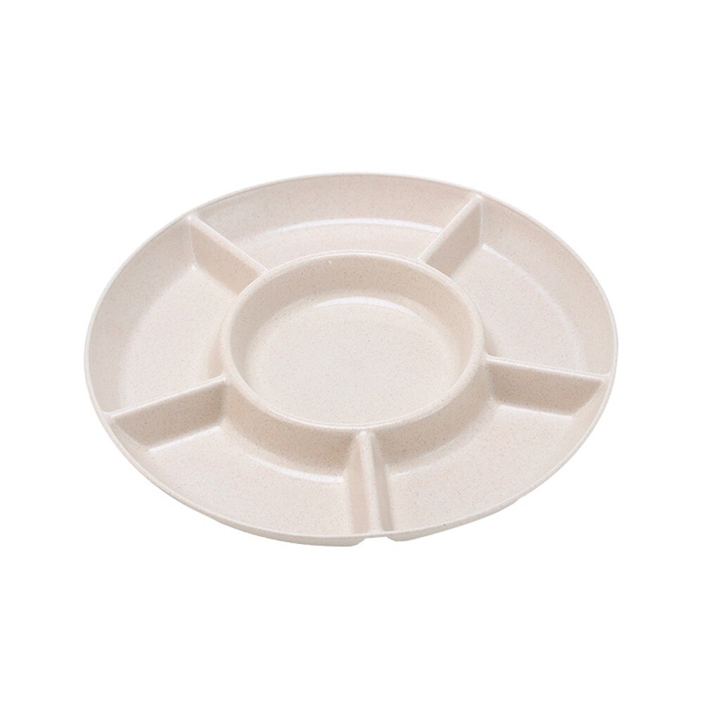 1 pc 6-Compartment Food Storage Tray Dried Fruit Snack Plate Party Candy Pastry Nuts Dish Appetizer Serving Platter: beige