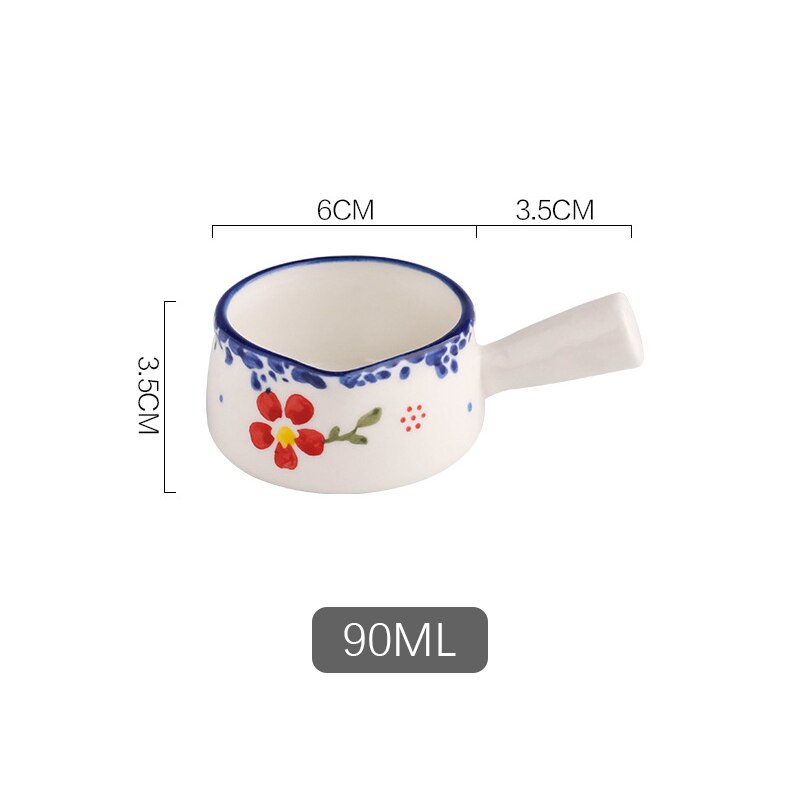 Ceramic Mini Milk Jug With Handle Japanese Sauce Saucer Coffee Sugar Bubble Pot Flower Pattern Kitchen Tableware: D