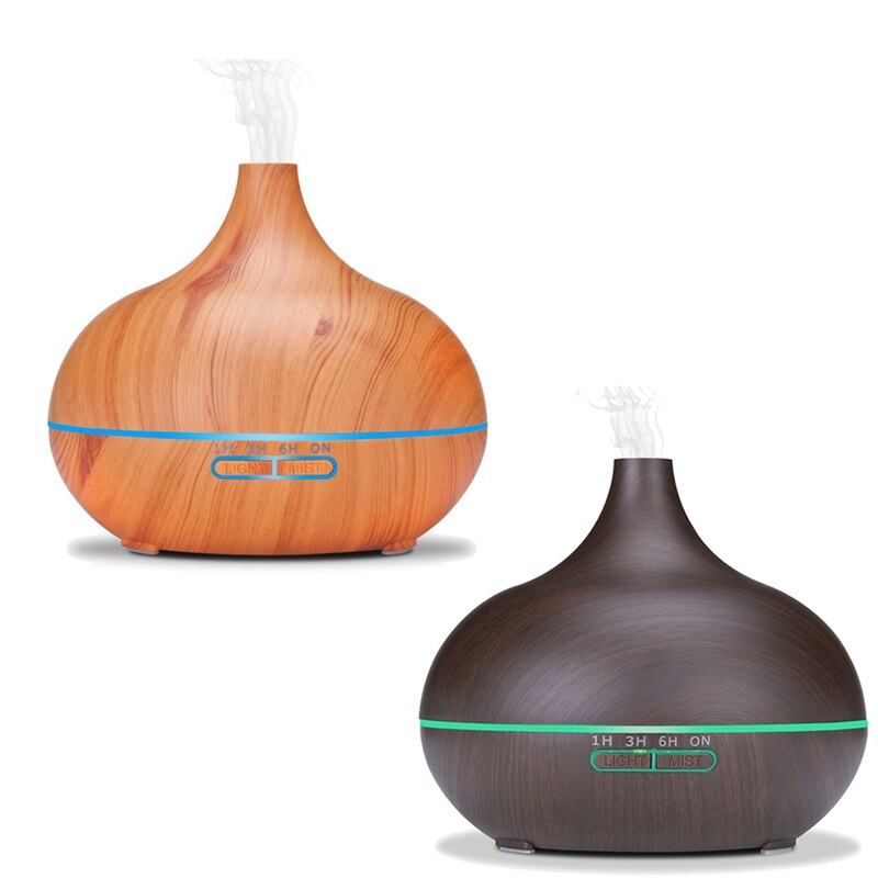 Aroma Essential Oil Diffuser Air Humidifier Wood Grain Remote Control With 7 Color LED Light EU Plug